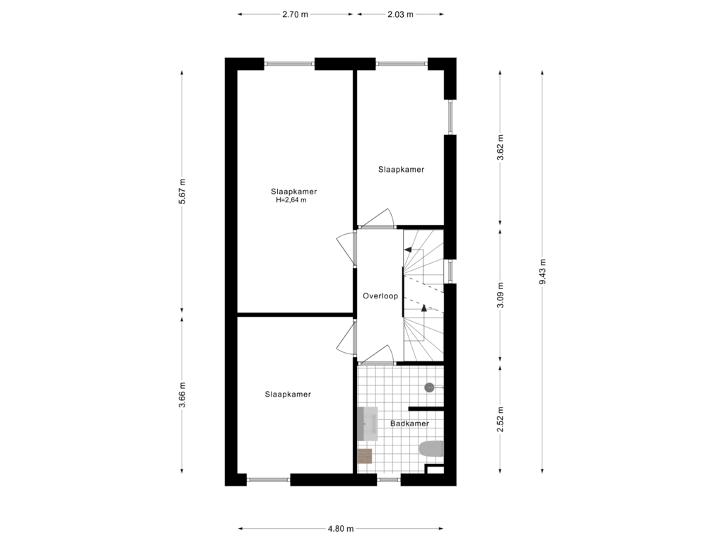 Bekijk plattegrond van 1e Verdieping van Reine Victoriaweg 51