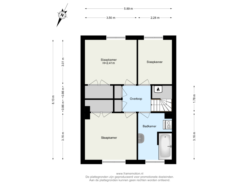 View floorplan of Verdieping 1 of Schipholstraat 61