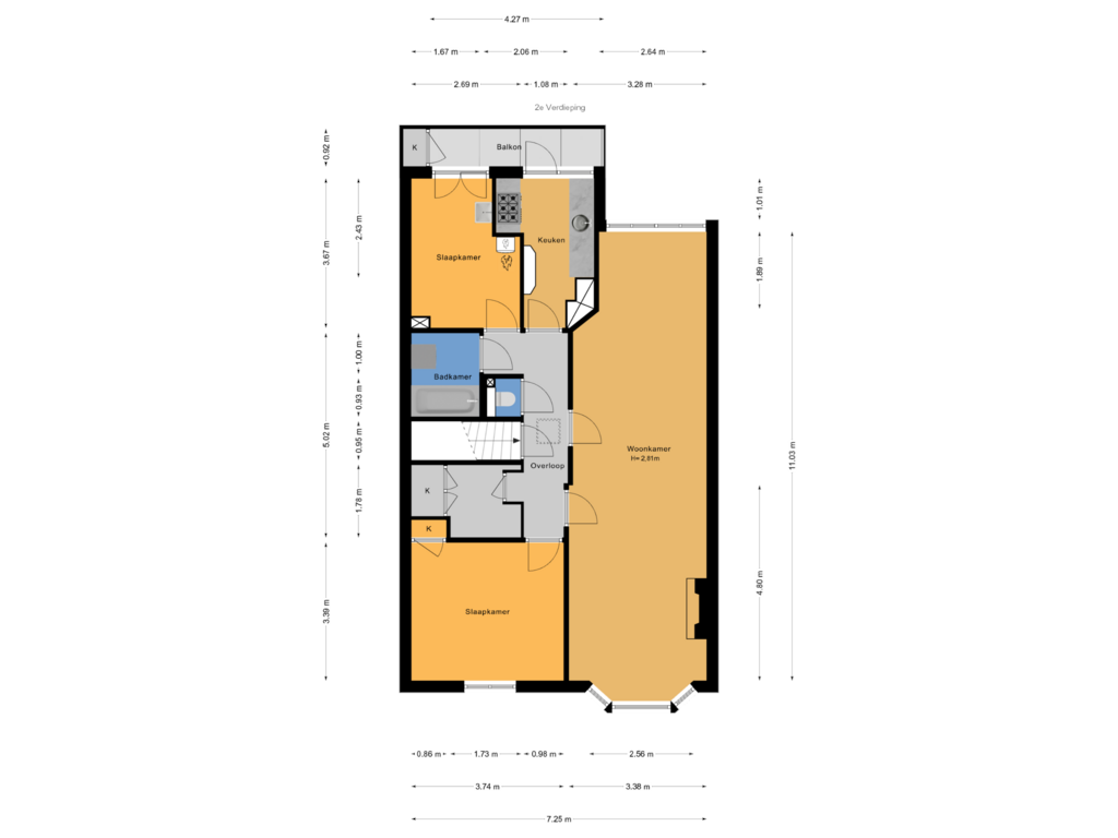 View floorplan of 2e Verdieping of Damasstraat 147