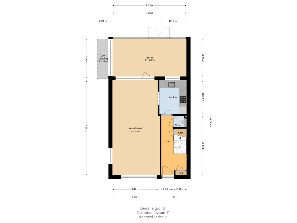 Bekijk plattegrond van Begane grond van Guldemondvaart 7