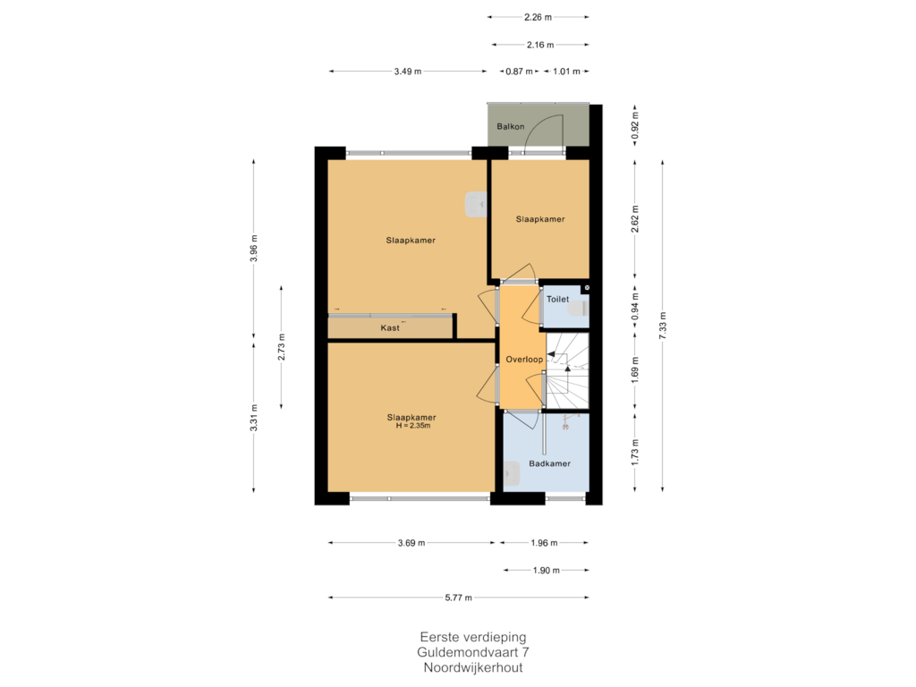 Bekijk plattegrond van Eerste verdieping van Guldemondvaart 7