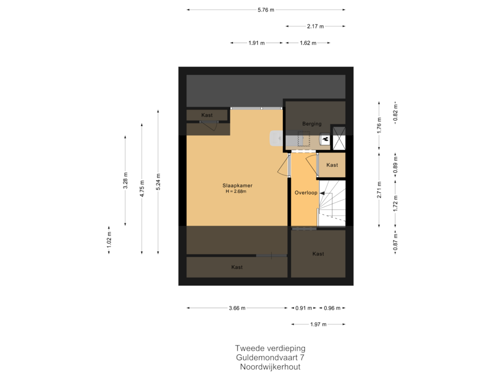 Bekijk plattegrond van Tweede verdieping van Guldemondvaart 7