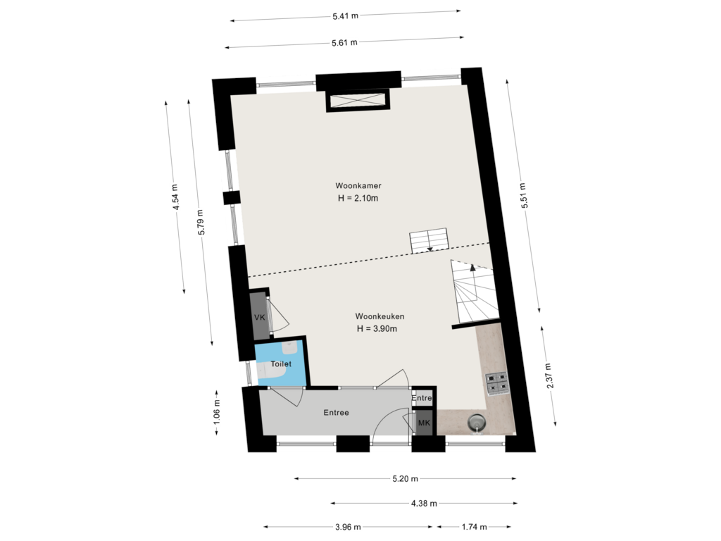 View floorplan of Begane grond of Ellestraat 38