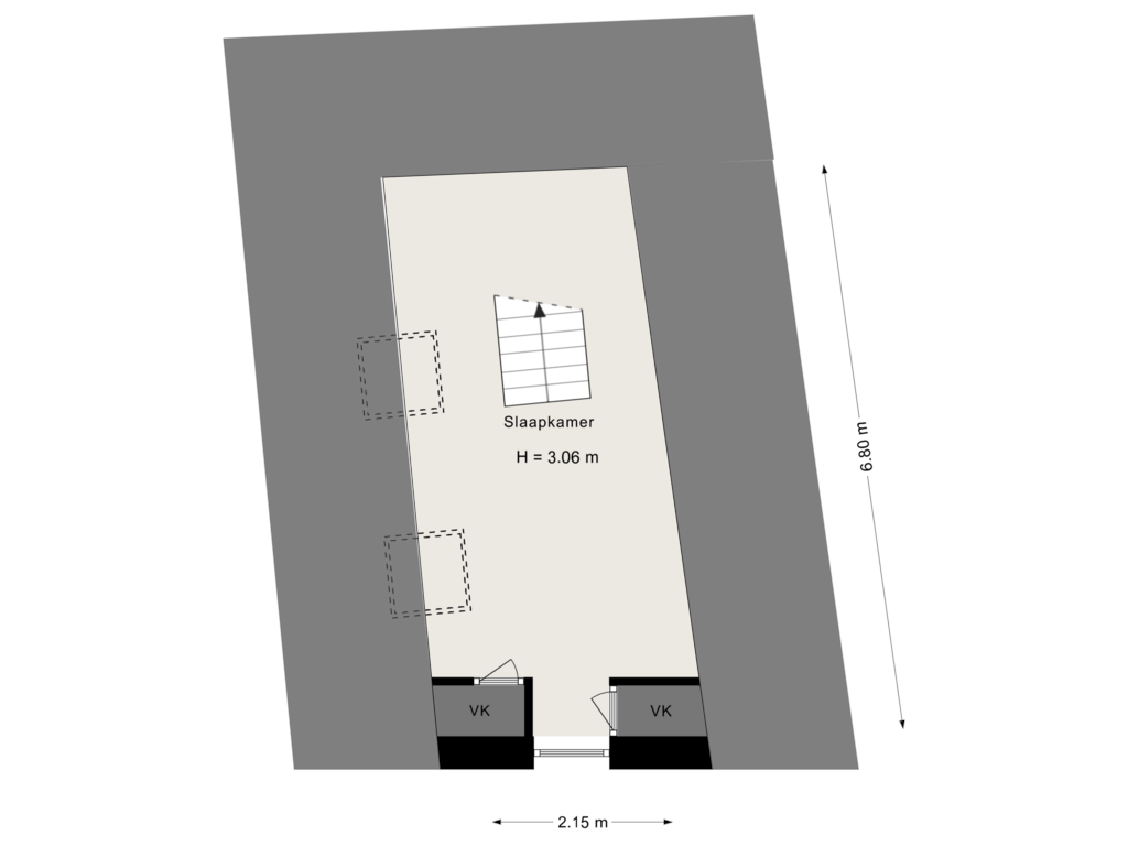 View floorplan of Derde verdieping of Ellestraat 38