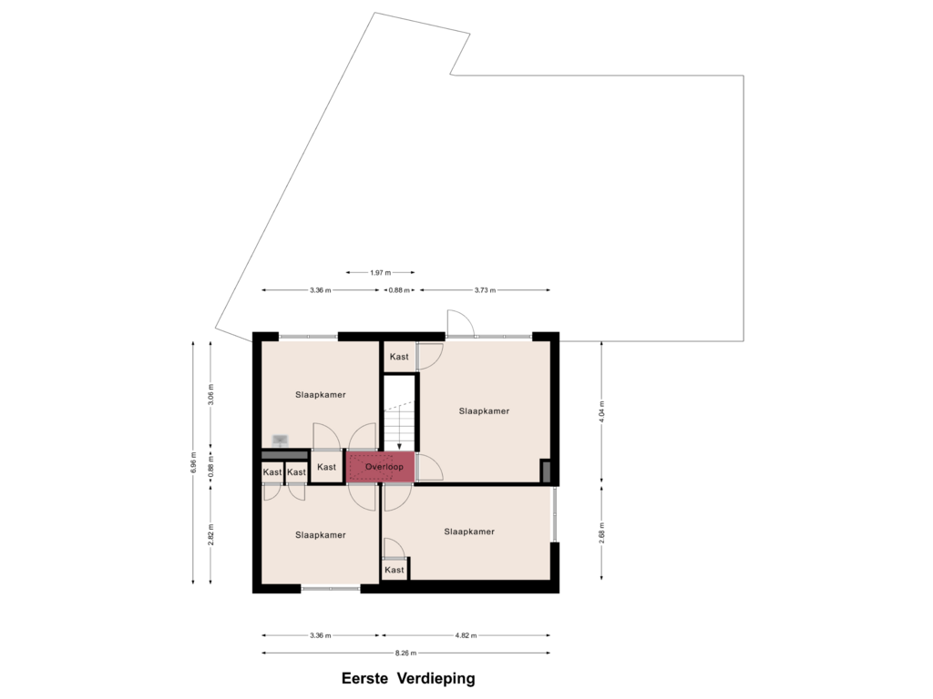 Bekijk plattegrond van Eerste  Verdieping van Molenweg 8