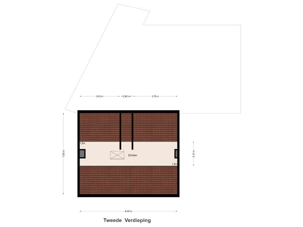 Bekijk plattegrond van Tweede  Verdieping van Molenweg 8