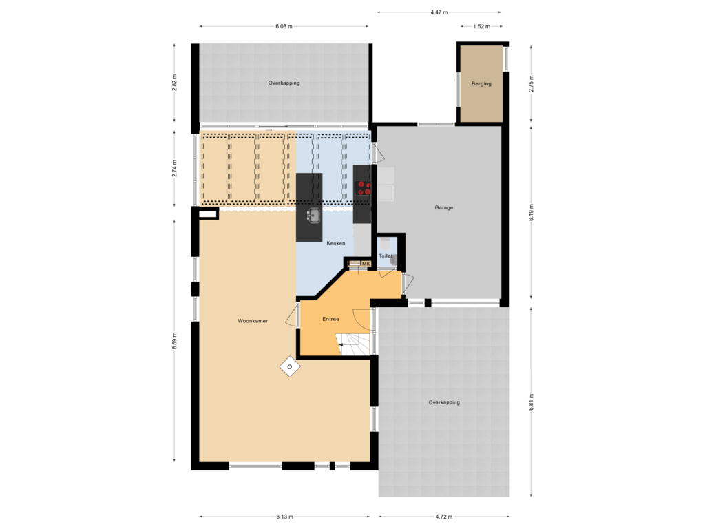 Bekijk plattegrond van Begane grond van Floralaan 95