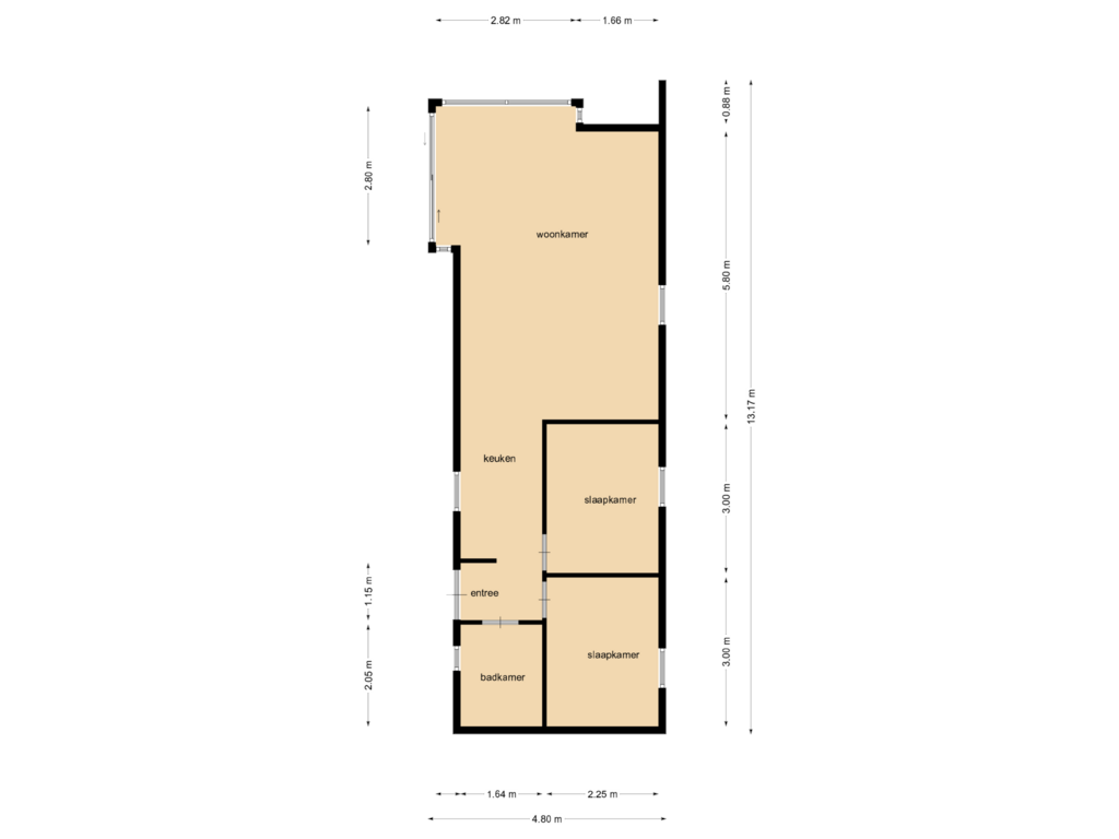 Bekijk plattegrond van begane grond van Roekelseweg 48-B28