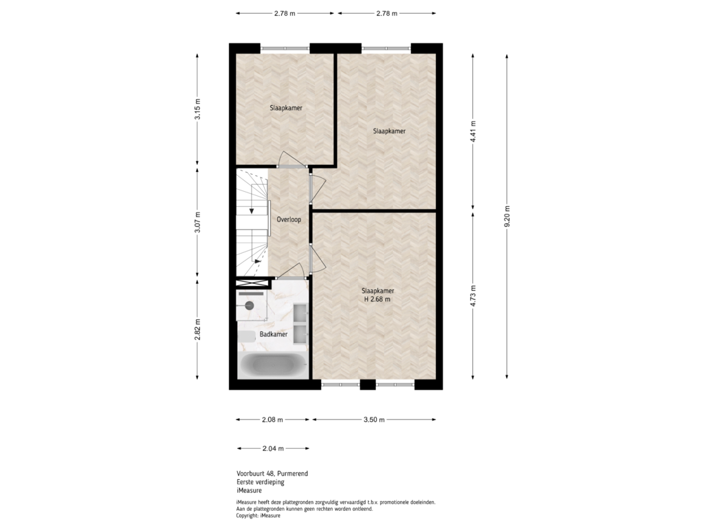 Bekijk plattegrond van 1e verdieping van Voorbuurt 48