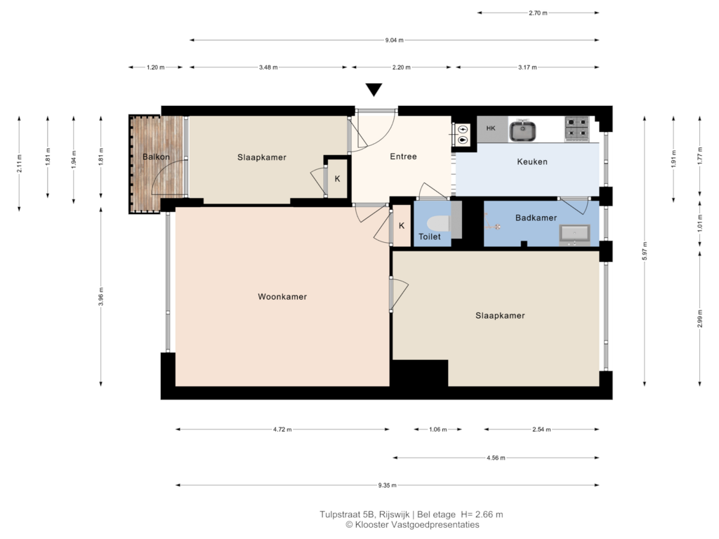 Bekijk plattegrond van Bel etage van Tulpstraat 5-B