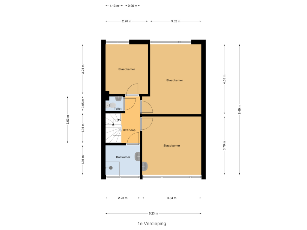 View floorplan of 1e Verdieping of Steynlaan 98