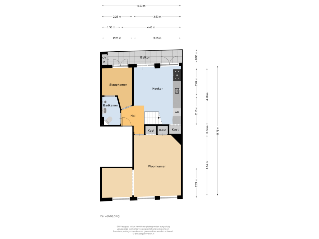 Bekijk plattegrond van 2e verdieping van Bestevâerstraat 231-2