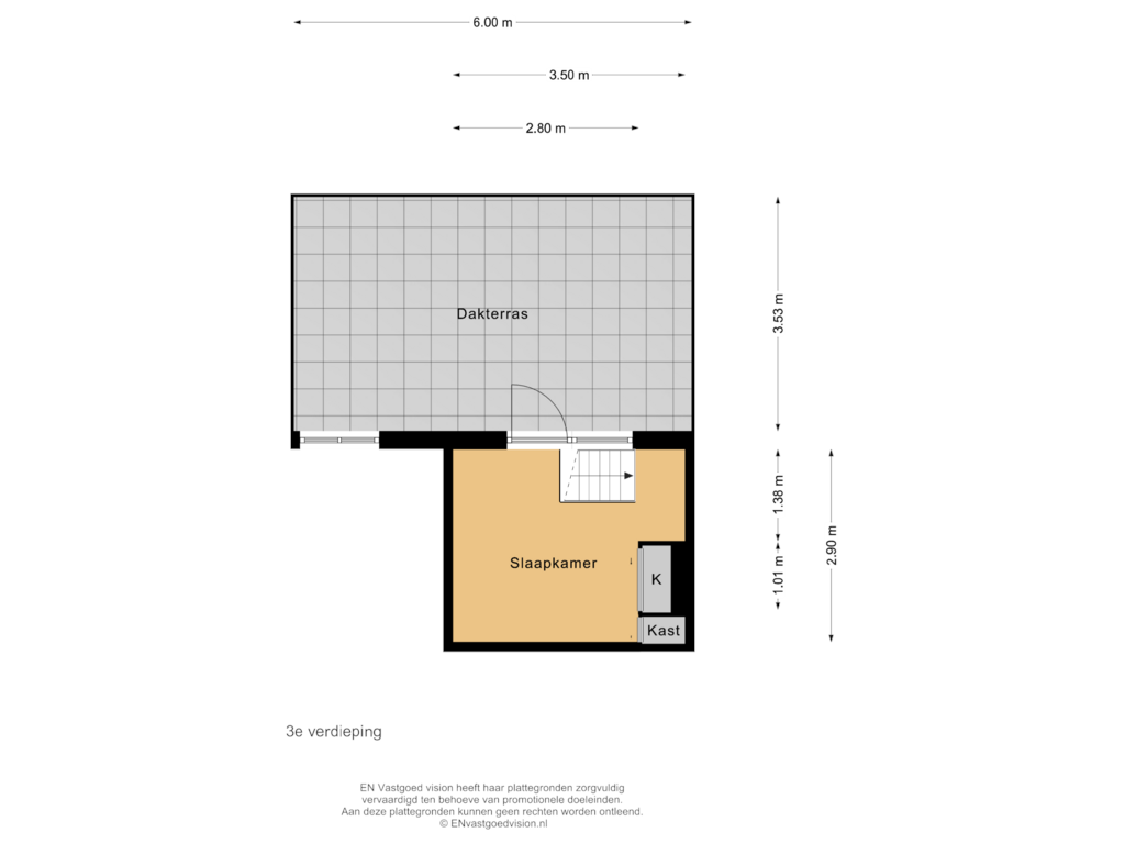 Bekijk plattegrond van 3e verdieping van Bestevâerstraat 231-2