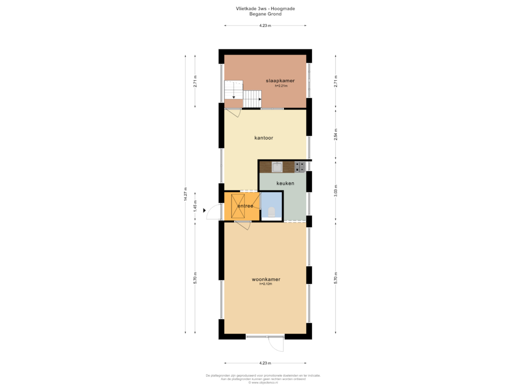 Bekijk plattegrond van BEGANE GROND van Vlietkade 3-W