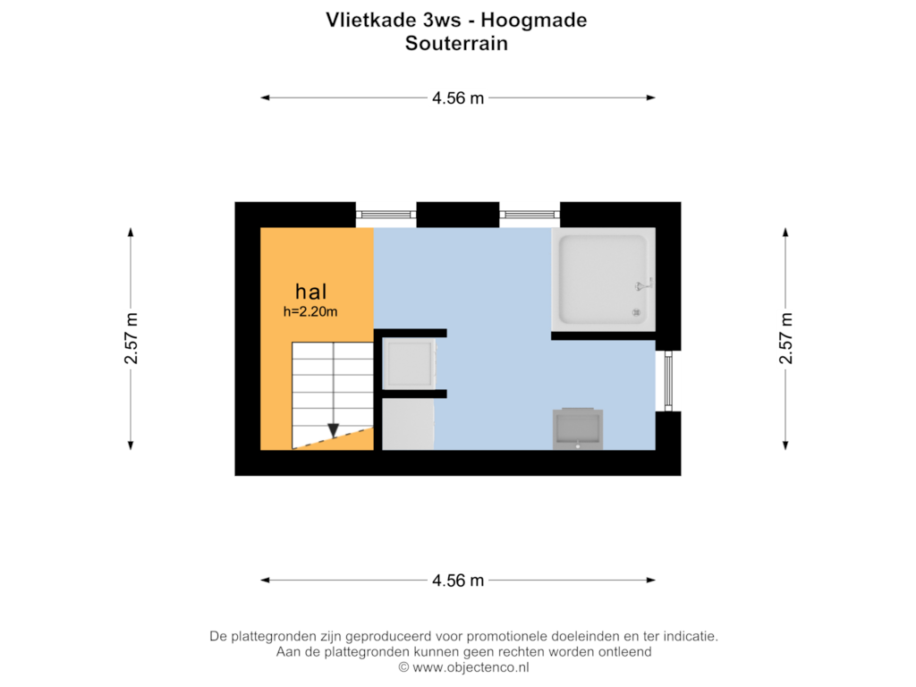 Bekijk plattegrond van SOUTERRAIN van Vlietkade 3-W