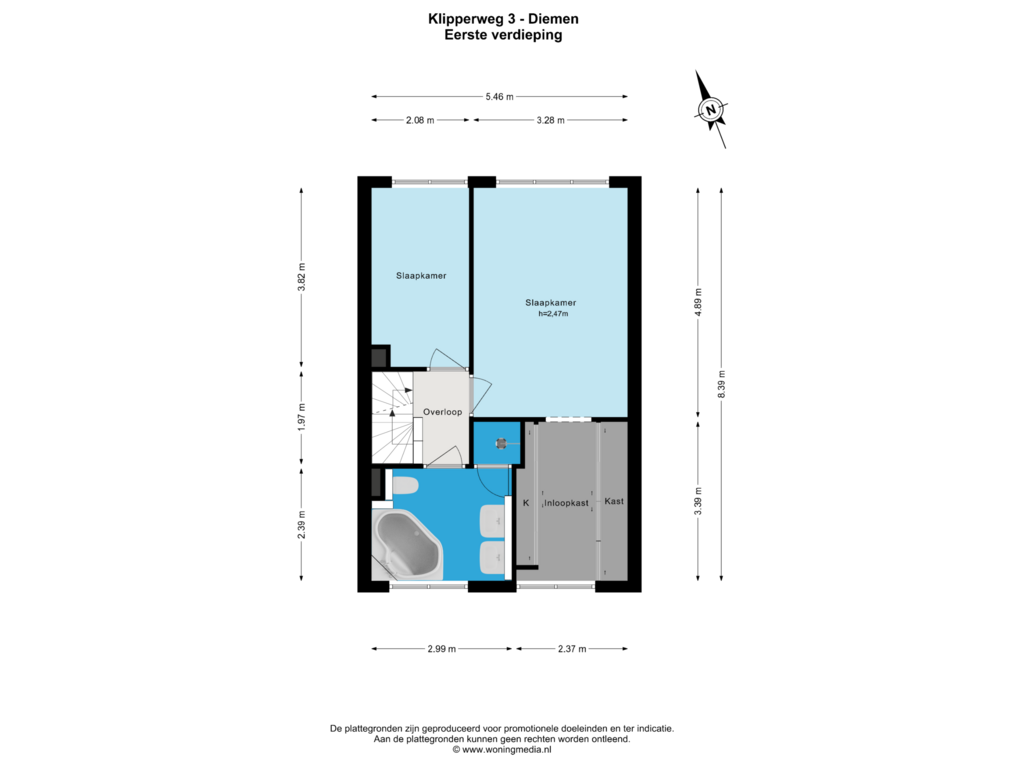 View floorplan of Eerste verdieping of Klipperweg 3