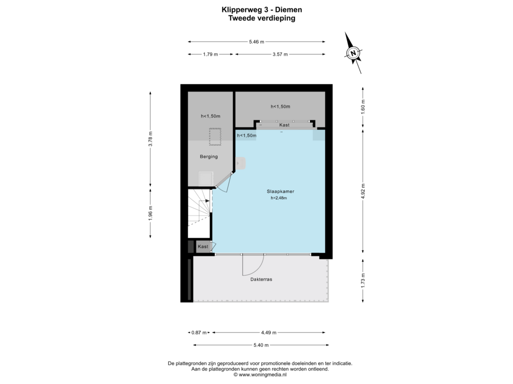 View floorplan of Tweede verdieping of Klipperweg 3