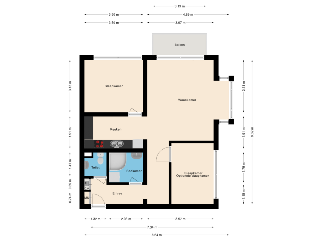 Bekijk plattegrond van Appartement van Rijckert Aertszweg 7