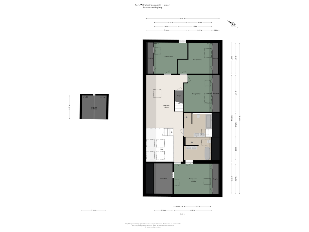 View floorplan of Eerste verdieping of Koningin Wilhelminastraat 5