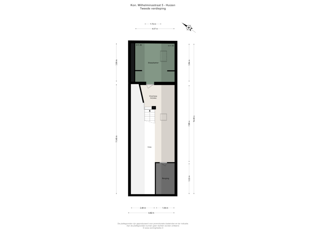 View floorplan of Tweede verdieping of Koningin Wilhelminastraat 5