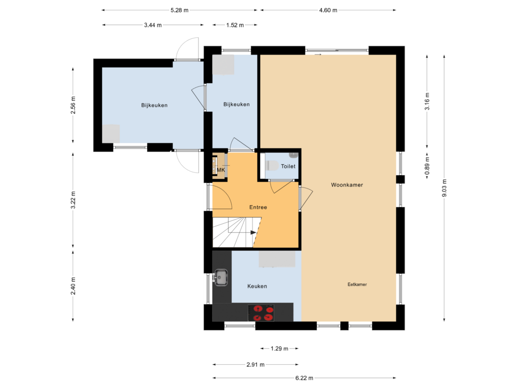 Bekijk plattegrond van Begane grond van Markeboek 14