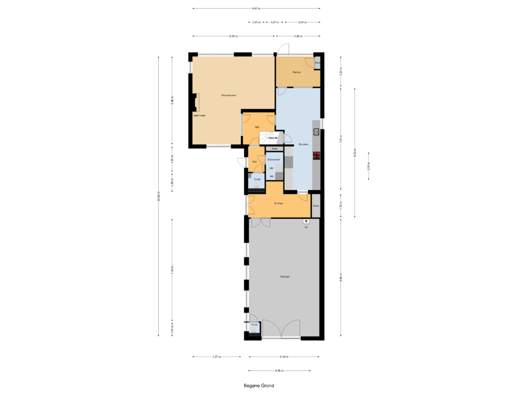 View floorplan of Begane Grond of Harlingerweg 9