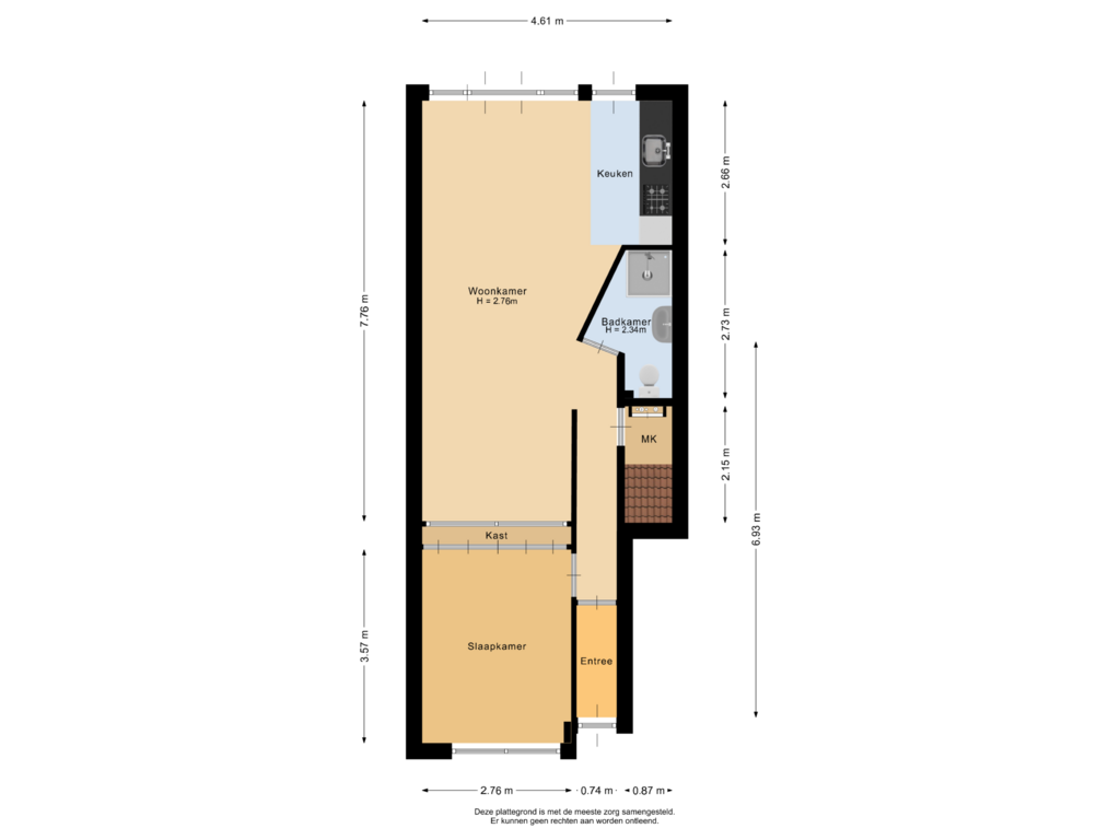 Bekijk plattegrond van Appartement van Bergpolderstraat 64-A