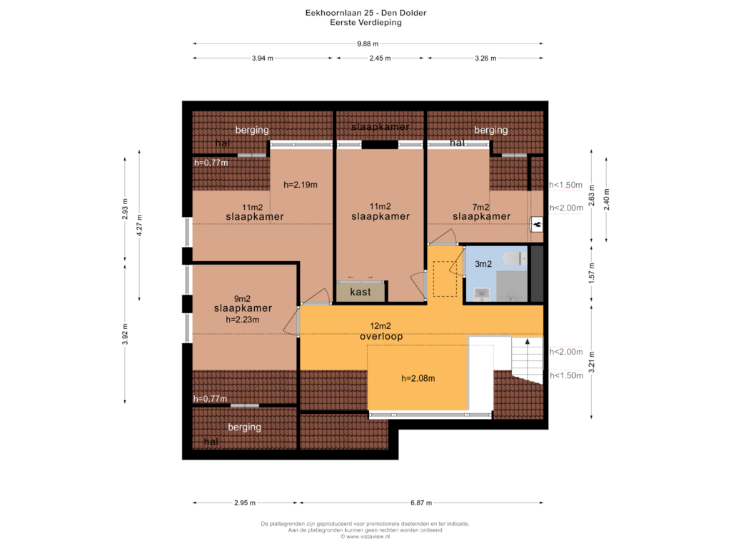 View floorplan of EERSTE VERDIEPING of Eekhoornlaan 25