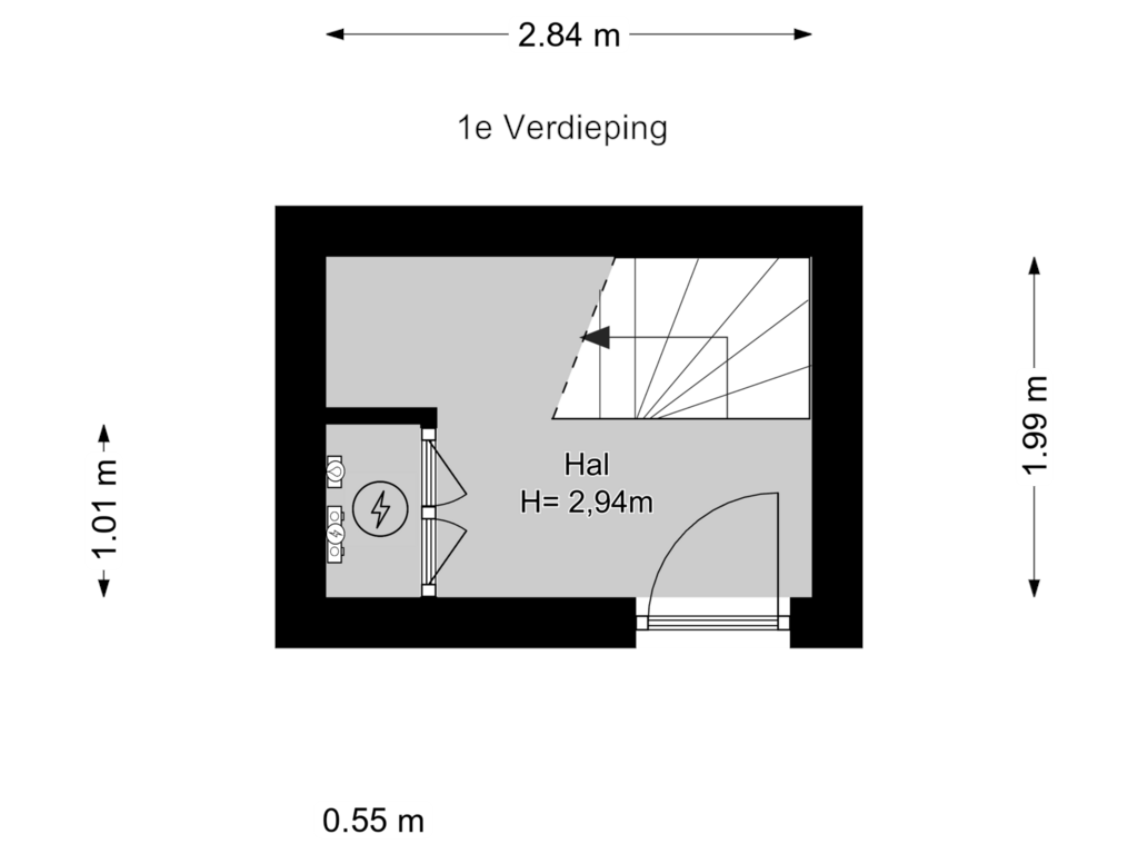 Bekijk plattegrond van 1e Verdieping van Abrikozenstraat 57-B