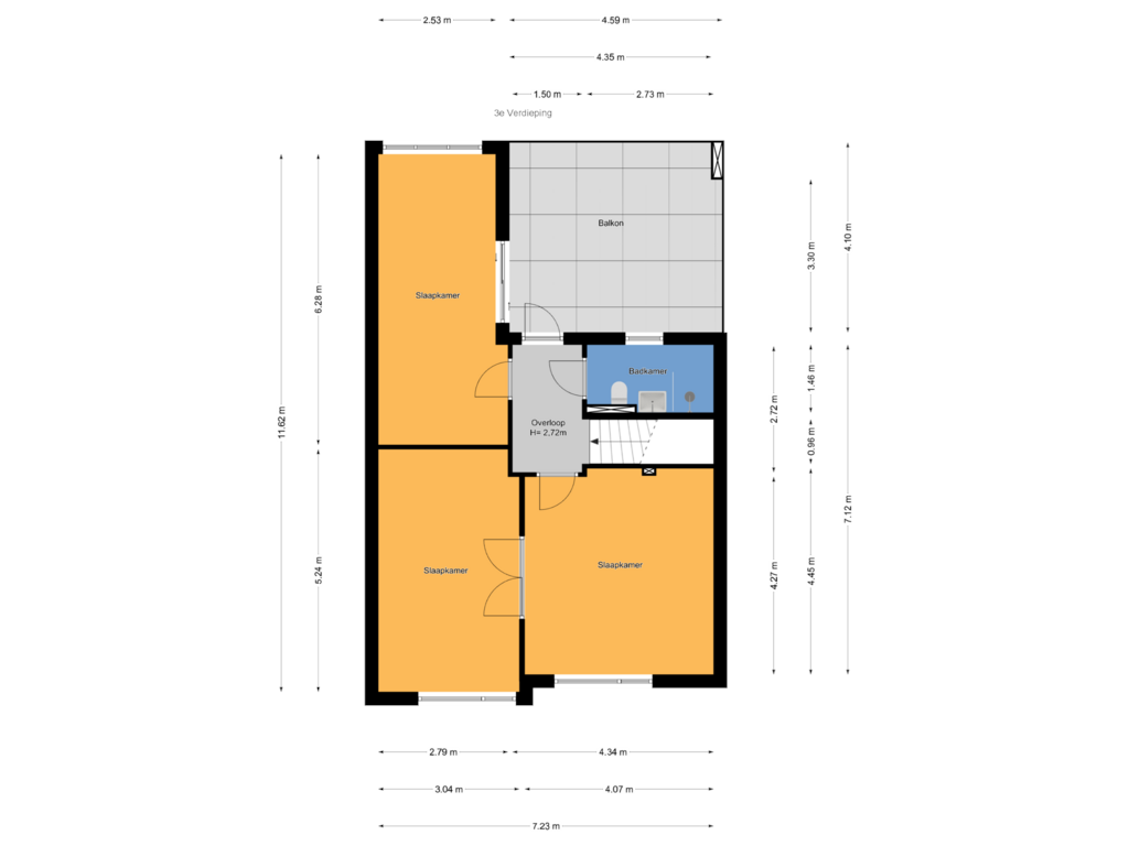 Bekijk plattegrond van 3e Verdieping van Abrikozenstraat 57-B