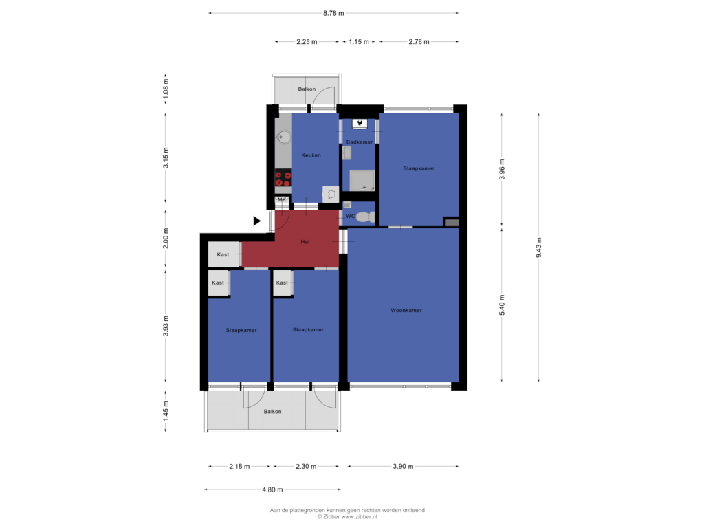 Bekijk plattegrond van Appartement van Lachappellestraat 71-C