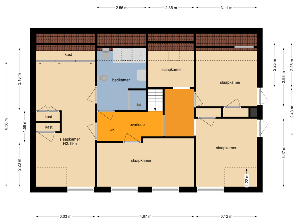 View floorplan of Eerste verdieping of Sint Martinusstraat 8