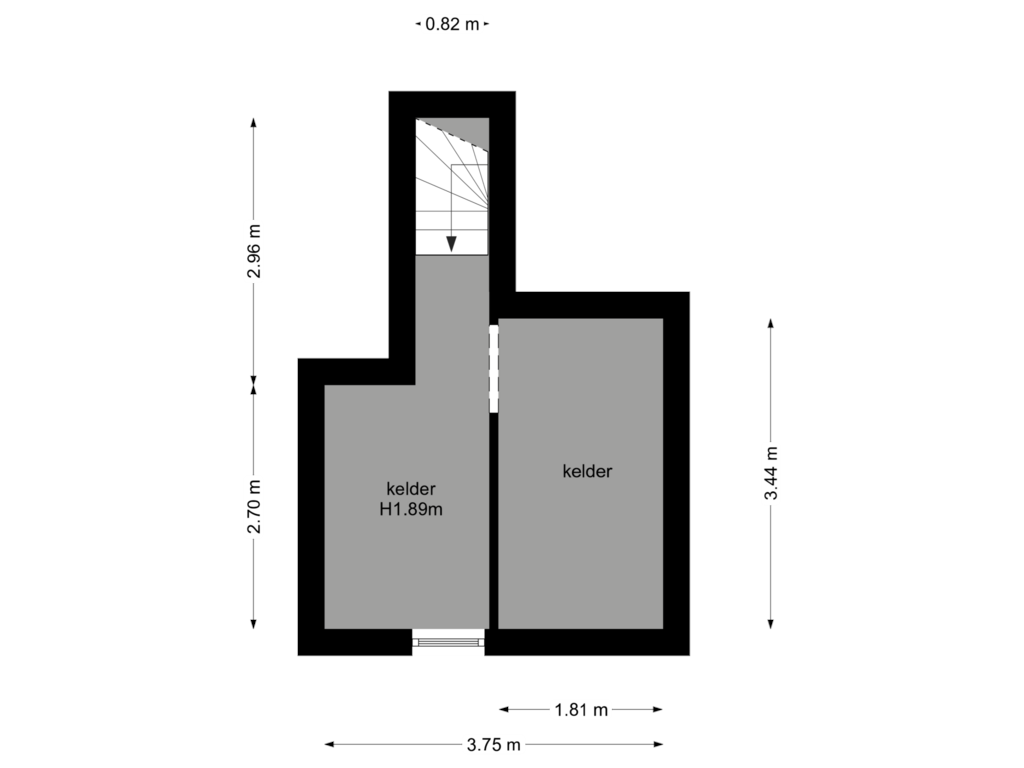 View floorplan of Kelder of Sint Martinusstraat 8