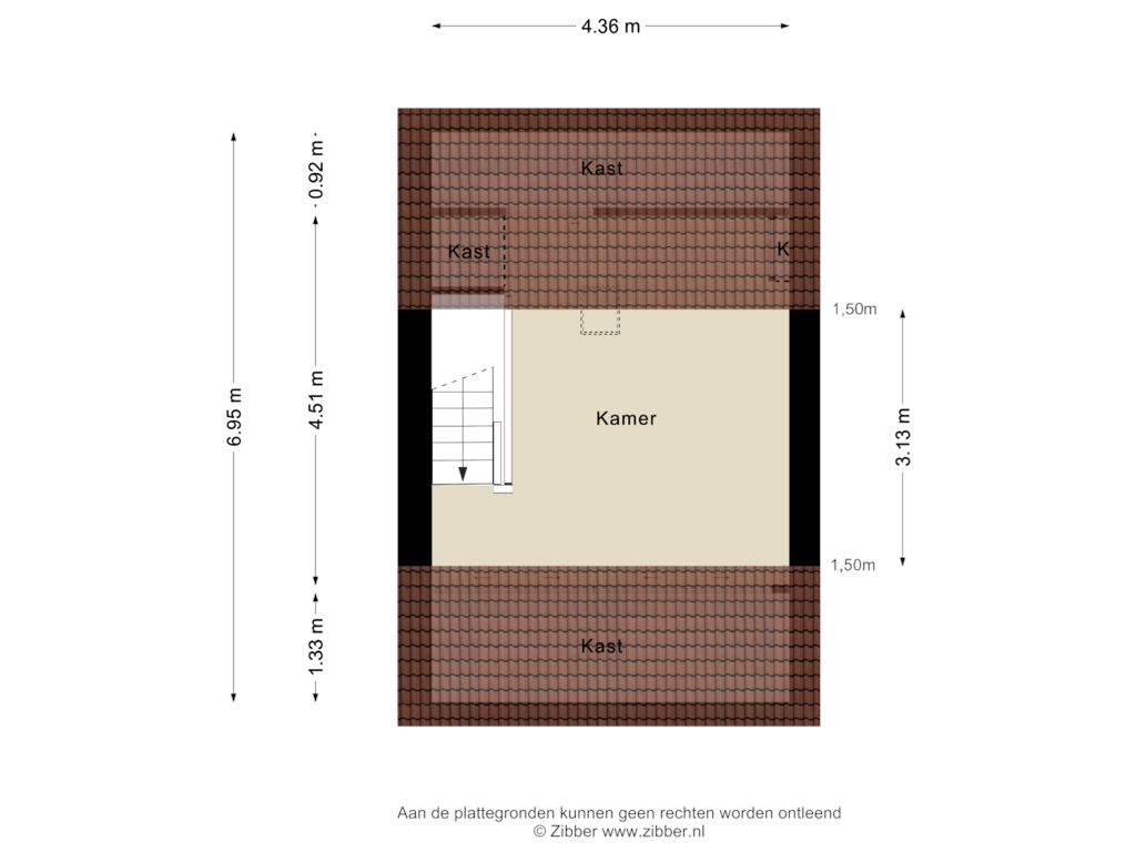 View floorplan of Derde verdieping of Proosdijweg 63