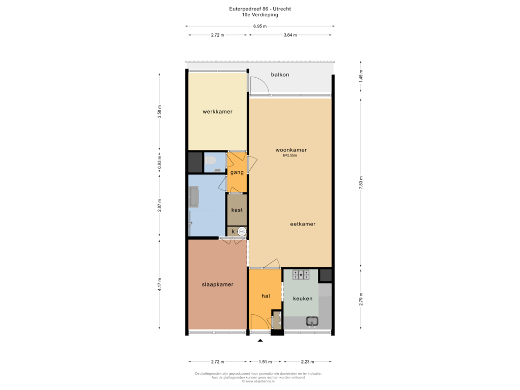 Bekijk plattegrond van 10e Verdieping van Euterpedreef 86