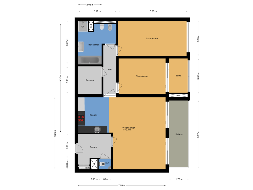 Bekijk plattegrond van Appartement van Gustav Mahlerlaan 168