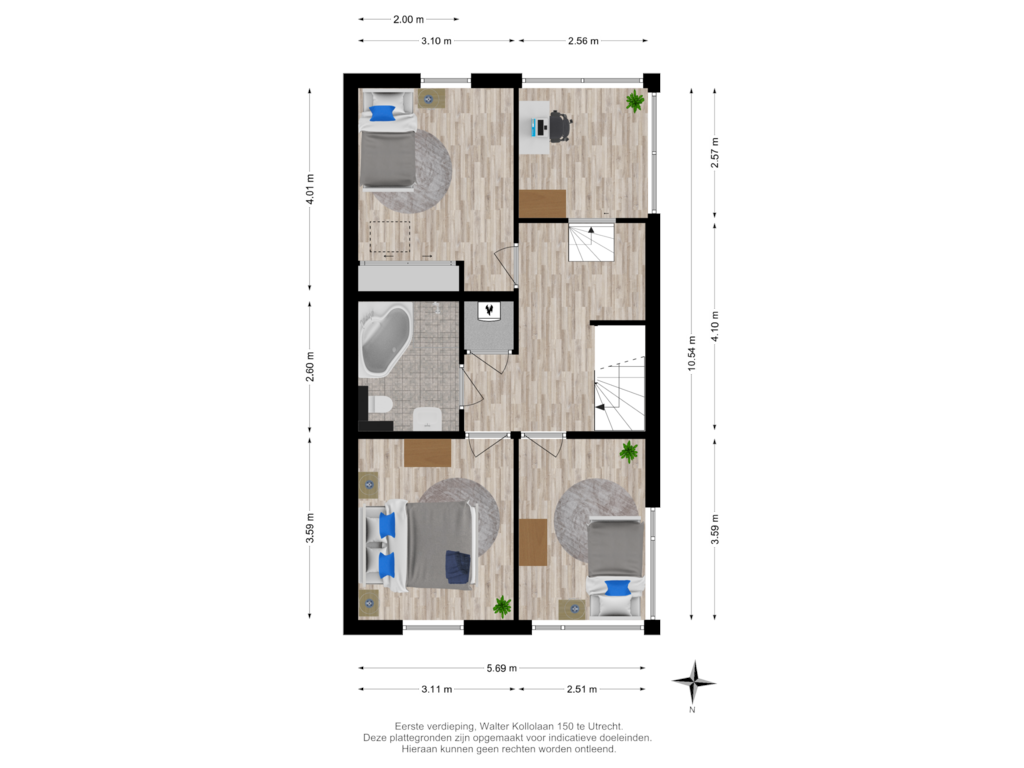 Bekijk plattegrond van Eerste verdieping van Walter Kollolaan 150