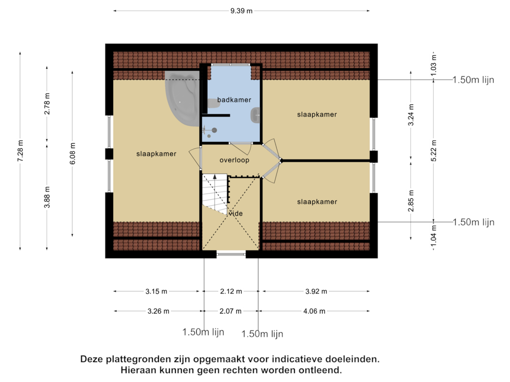 View floorplan of 1e verdieping of Kleine Heistraat 16-K382