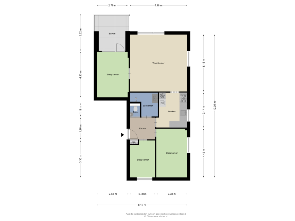 View floorplan of Appartement of Ank van der Moerstraat 26