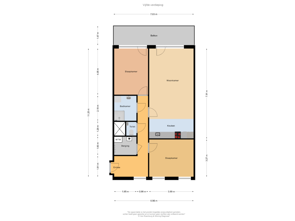 Bekijk plattegrond van Vijfde verdieping van Wijnand Nuijenstraat 55