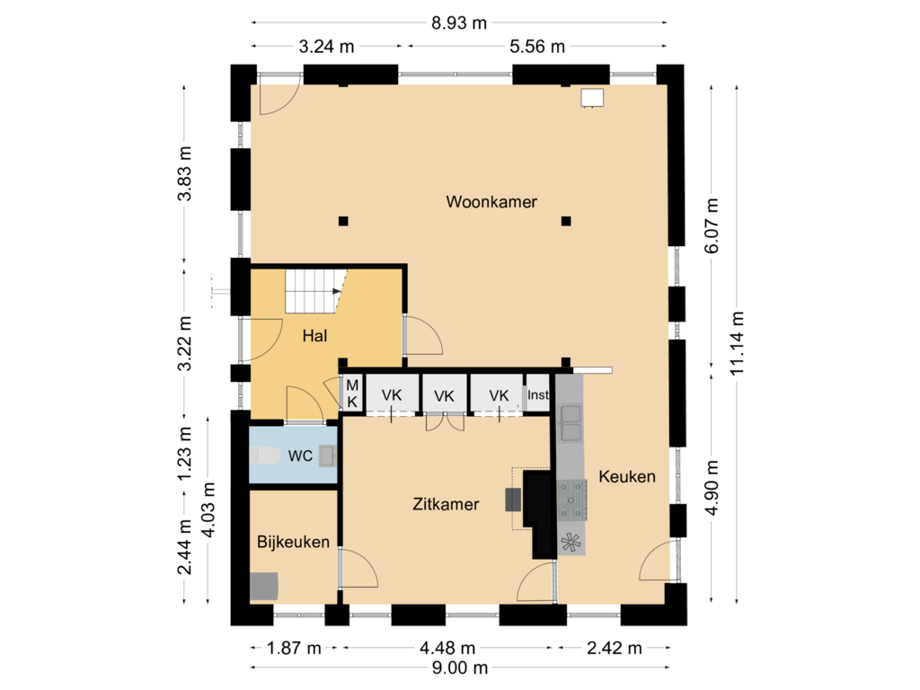 View floorplan of Begane Grond of Weteringdijk 89