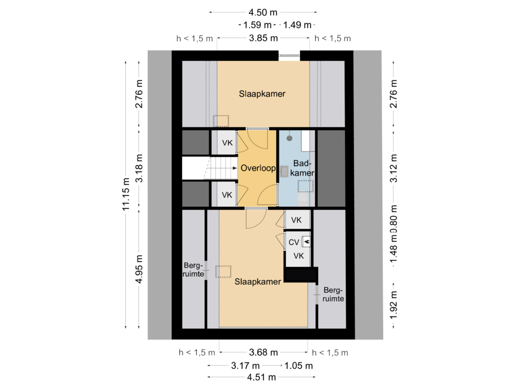 View floorplan of Verdieping of Weteringdijk 89