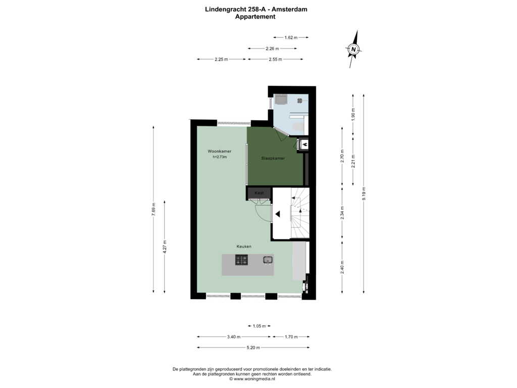 Bekijk plattegrond van Appartement van Lindengracht 258-A