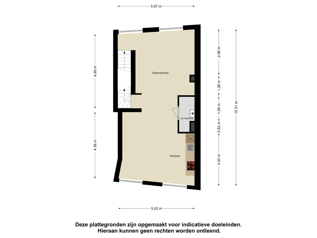 Bekijk plattegrond van Eerste Verdieping van Diepenstraat 120