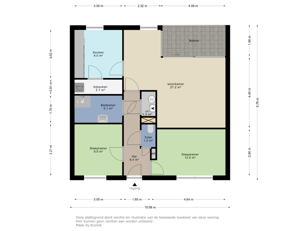 View floorplan of appartement of Hoogstraat 142-A