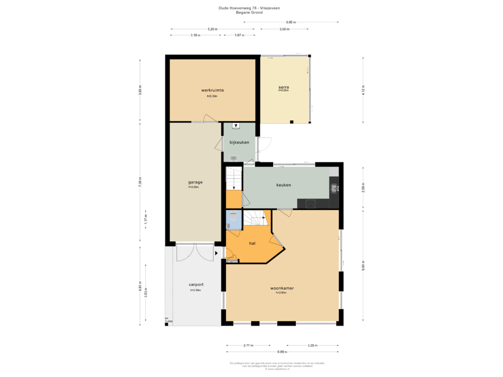 View floorplan of BEGANE GROND of Oude Hoevenweg 78