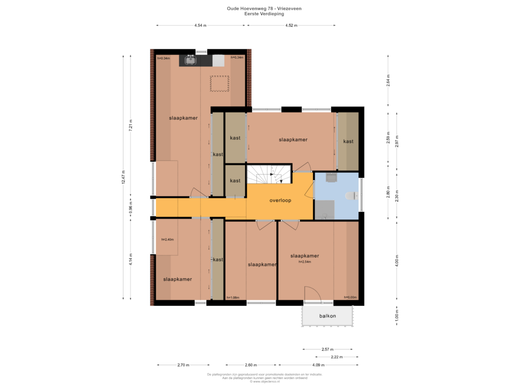 View floorplan of EERSTE VERDIEPING of Oude Hoevenweg 78