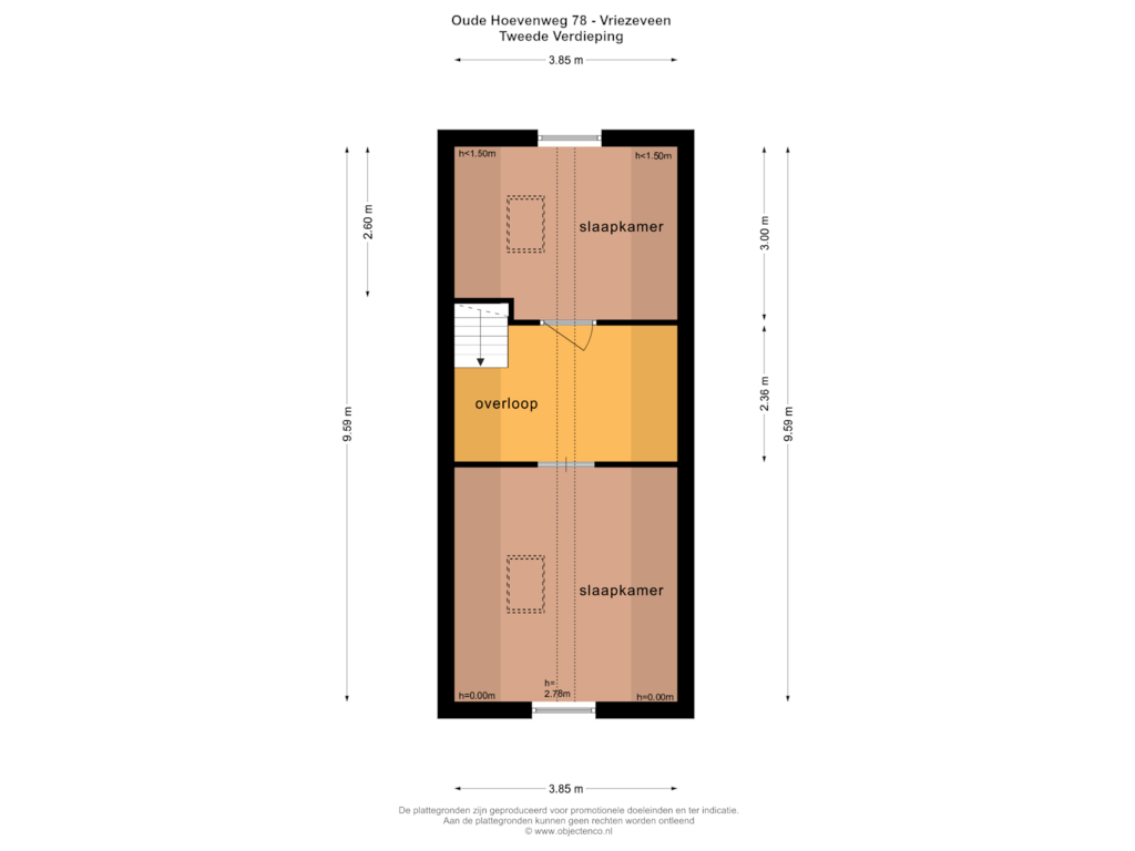 View floorplan of TWEEDE VERDIEPING of Oude Hoevenweg 78