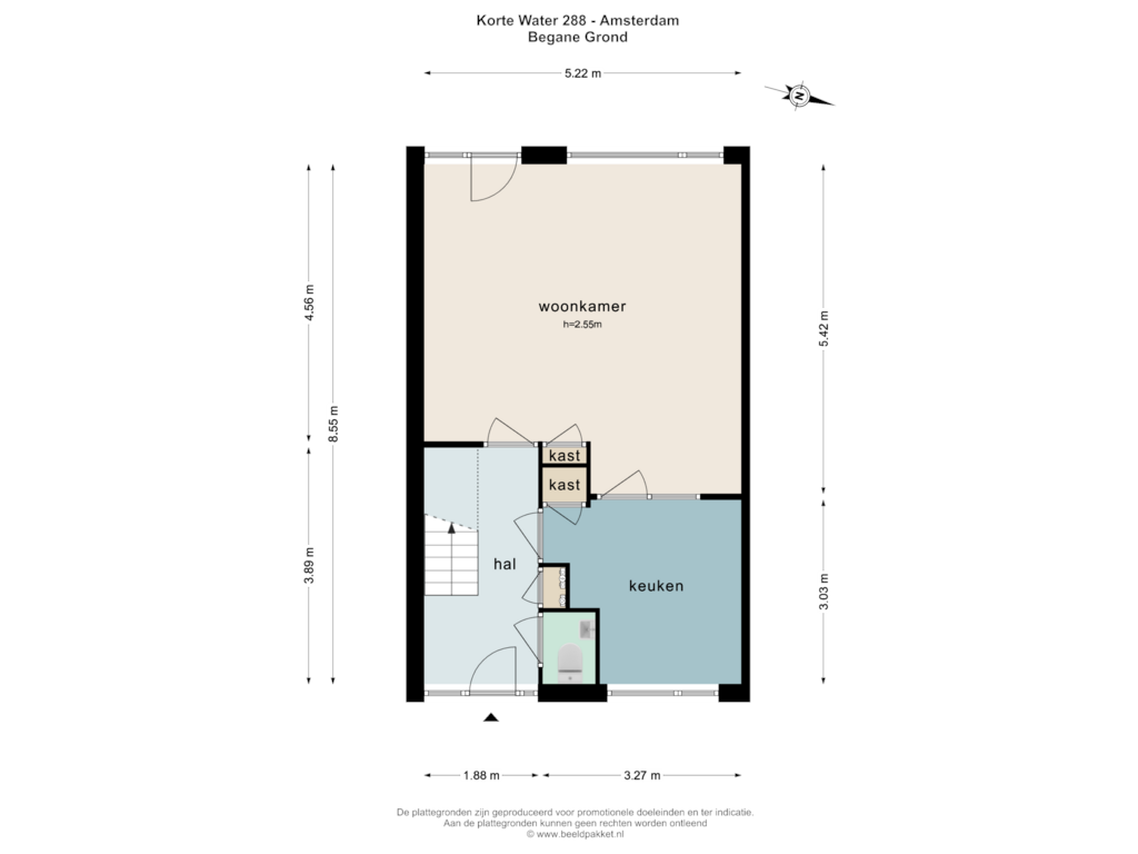 View floorplan of BEGANE GROND of Korte Water 288