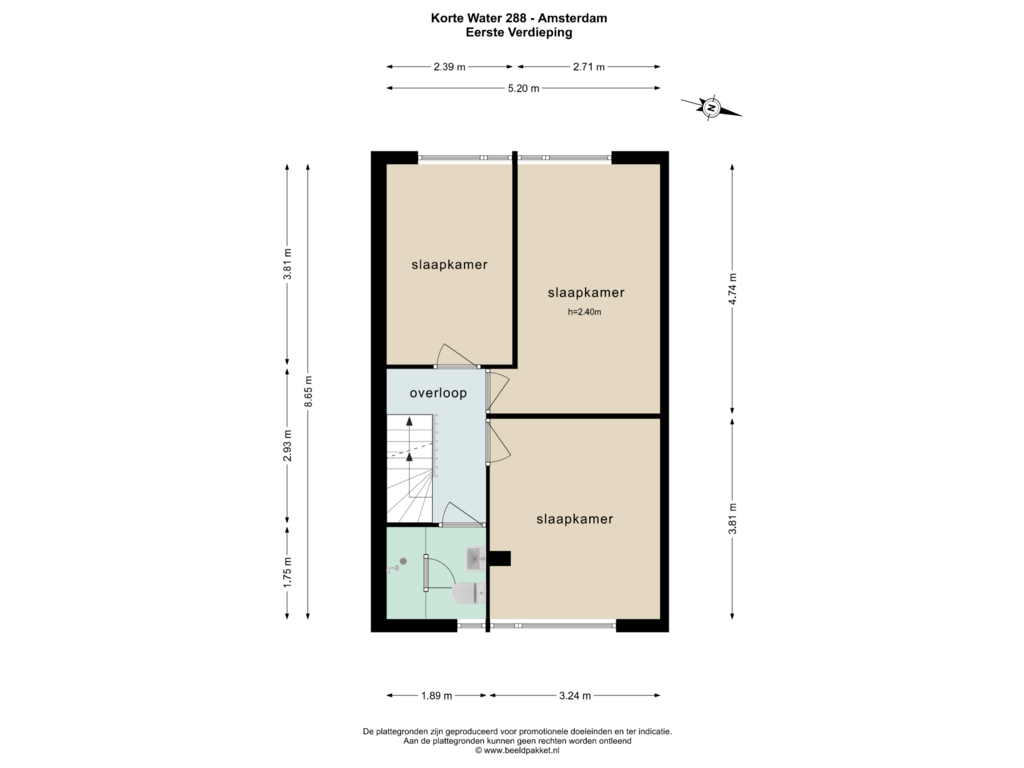 View floorplan of EERSTE VERDIEPING of Korte Water 288